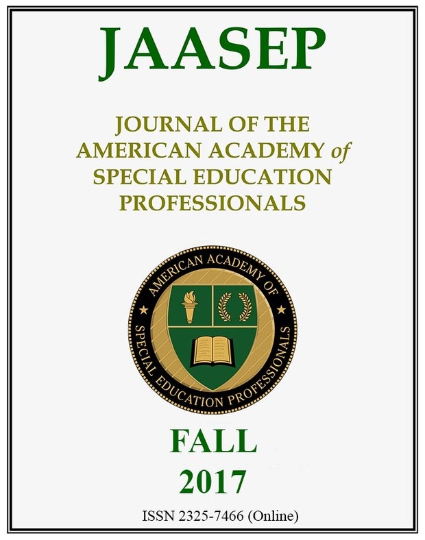 Journal of the American Academy of Special Education Professionals (JAASEP) Fall 2017