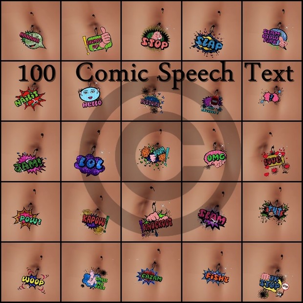100 Speech Comic Text Belly piercing
