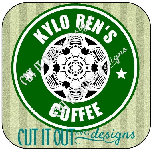Star Wars: The Force Awakens Kylo Ren Snowflake Style Starbucks Coffee Labels SVG