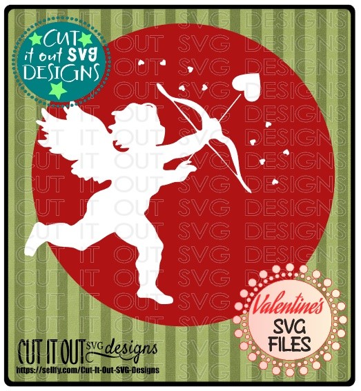 Cupid With Heart Bow in a Circle SVG File perfect for Cutting perfect layered file