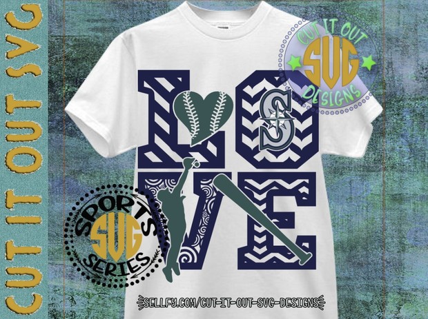 LOVE BASEBALL - Seattle Mariners SVG Cutting File