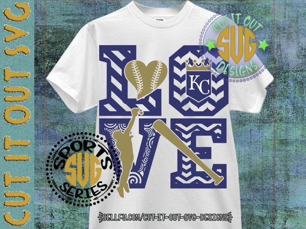 LOVE BASEBALL Kansas City Royals SVG Cutting File
