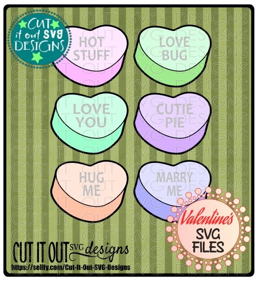 Valentines Candies with Sayings Layered SVG Cutting File