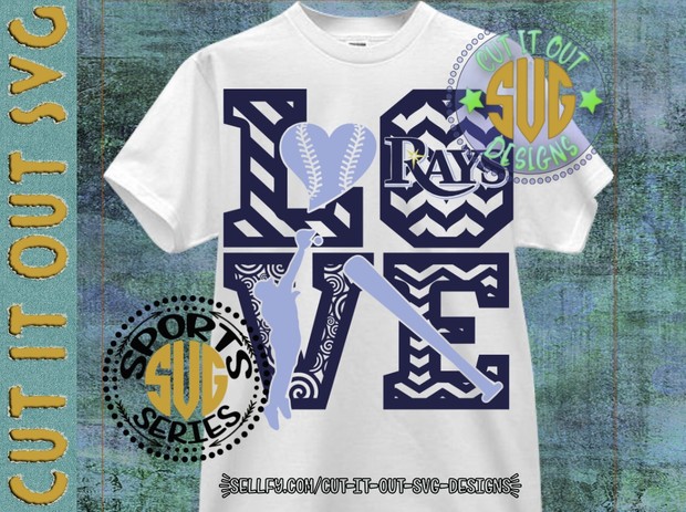LOVE BASEBALL - Tampa Bay Rays SVG Cutting File