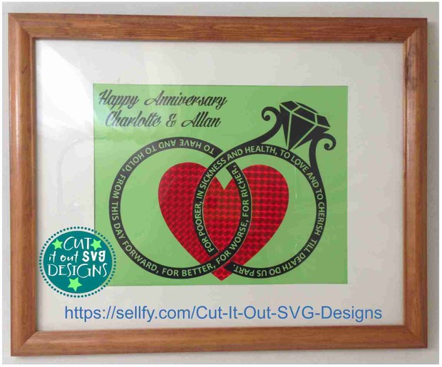 Wedding Rings with Vows and Heart SVG Cutting File - Great for Anniversaries and Wedding gifts