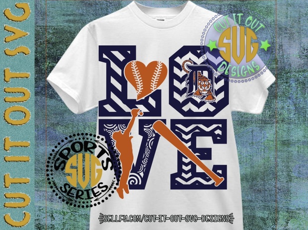LOVE BASEBALL - Detroit Tigers V2 SVG Cutting File