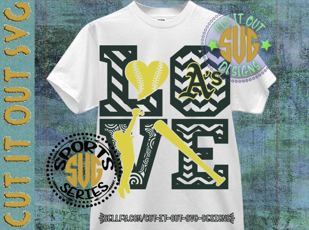 LOVE BASEBALL - Oakland Athletics SVG Cutting File