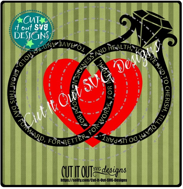 Wedding Rings with Vows and Heart SVG Cutting File - Great for Anniversaries and Wedding gifts