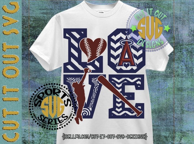 LOVE BASEBALL - Los Angeles Angels SVG Cutting File