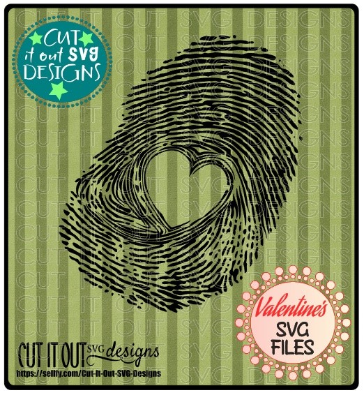 Fingerprint Heart Valentines SVG File for Cutting on Cricut , Cameo or any Cutting Machine