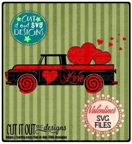Pickup Love Truck Valentines Element SVG Cutting File