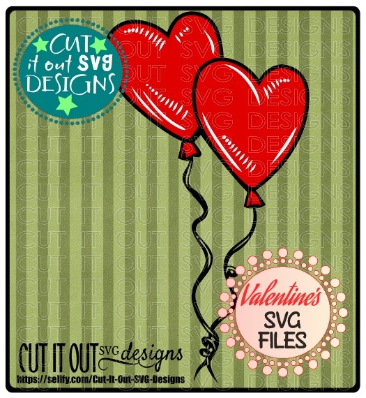 Heart Balloons Tied with Ribbon SVG Cutting Layered File Valentines Element