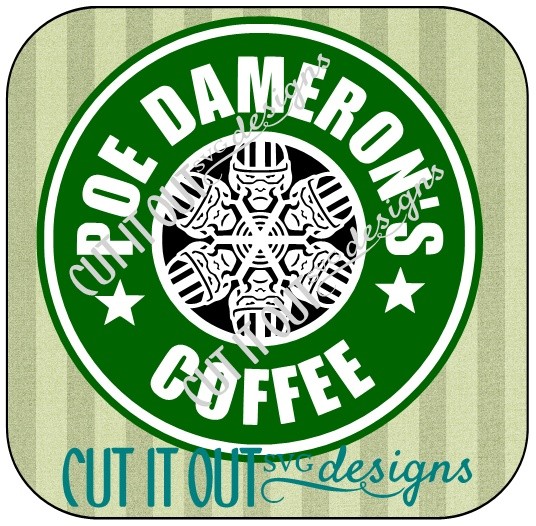 Star Wars: The Force Awakens Poe Dameron Snowflake Style Starbucks Coffee Labels SVG