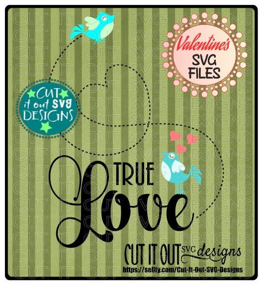 True Love Birds Valentines Element SVG Cutting File perfect for vinyl, Heat Transfers, scrapbooking,