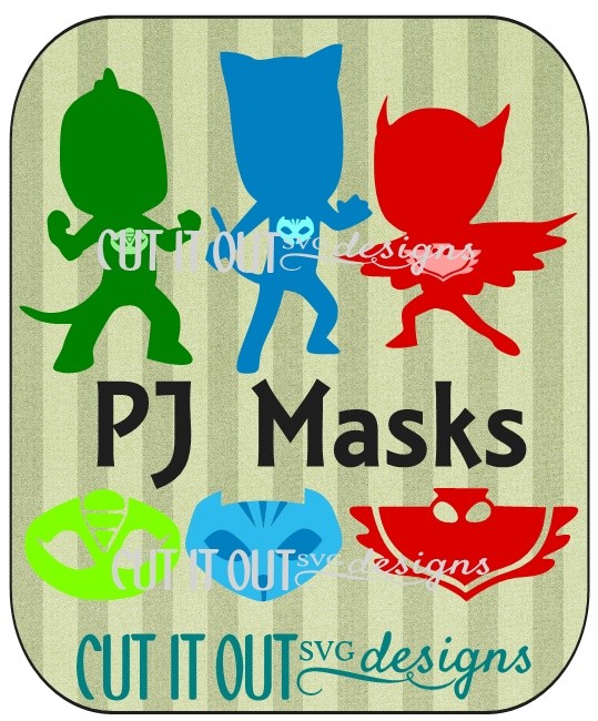 PJ Masks Character Silhouettes and Masks SVG