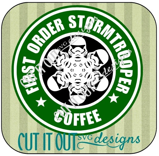 Star Wars: The Force Awakens Storm Trooper Snowflake Style Starbucks Coffee Labels SVG