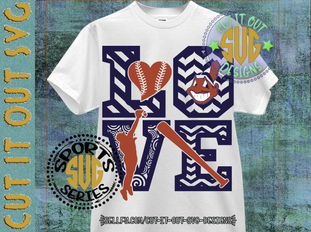 LOVE BASEBALL - Cleveland Indians SVG Cutting File