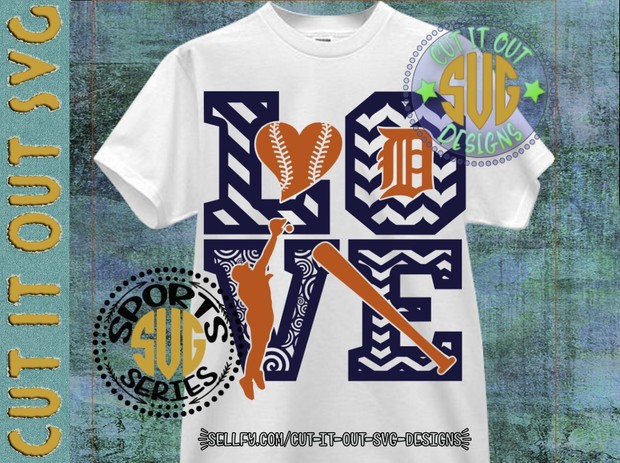 LOVE BASEBALL - Detroit Tigers V1 SVG Cutting File