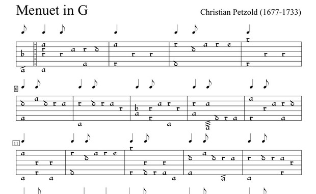 11c Lute: Two Famous Menuets from Anna Magdalena Book