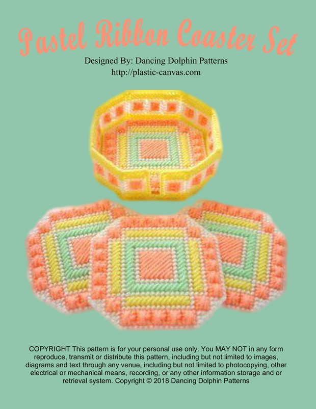 363 - Pastel Ribbon Coaster Set