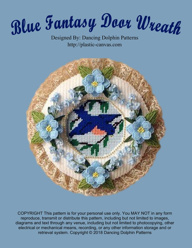 139 - Blue Fantasy Door Wreath