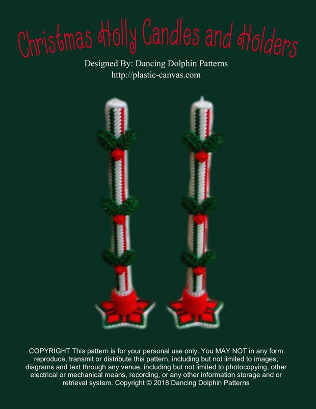 285 - Christmas Holly Candles and Holders