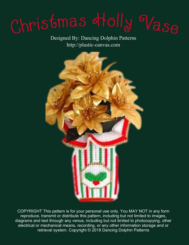 366 - Christmas Holly Vase