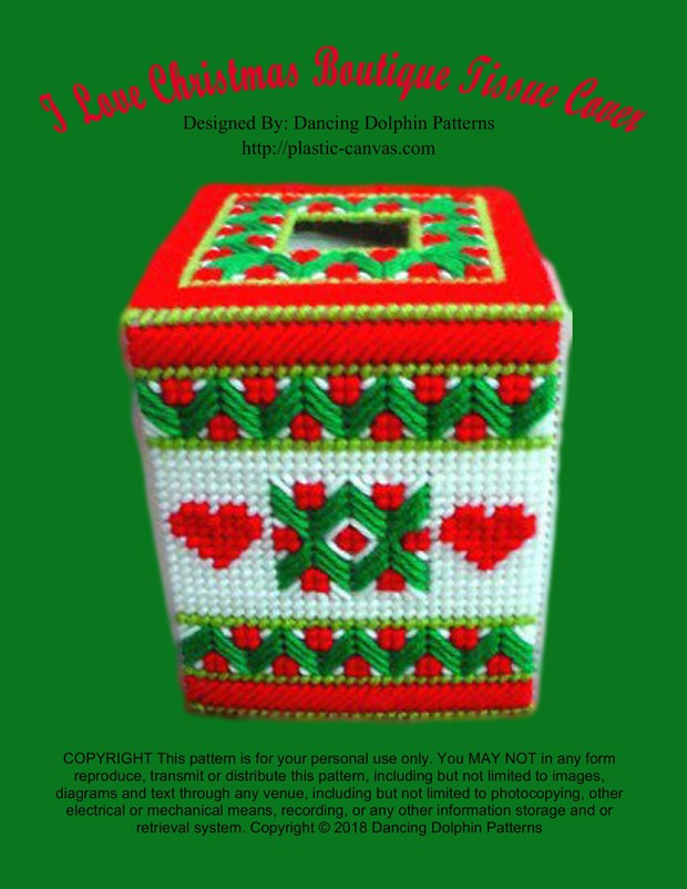 338 - I Love Christmas Boutique Tissue Cover