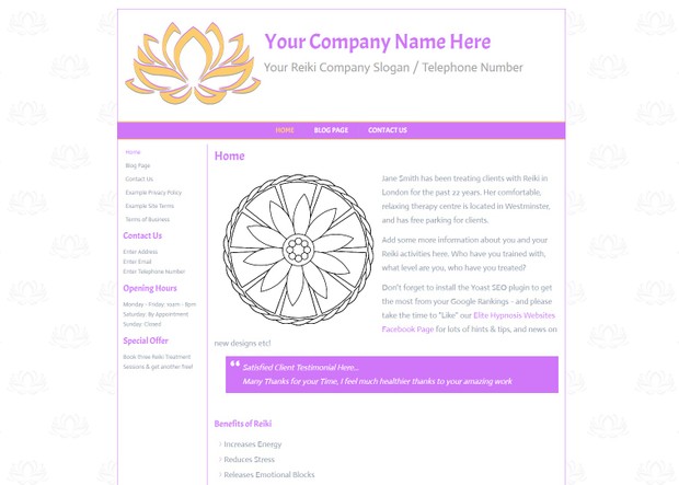 Reiki Wordpress Website Design - Theme, Chakra, Complementary Therapy,