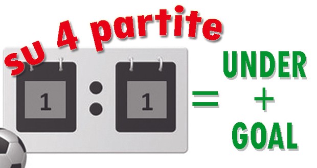 Under 2,5 + Goal su 4 partite