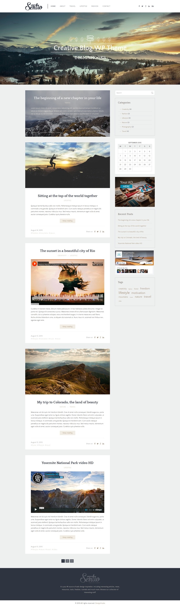 Sentio - free, clean responsive WordPress theme