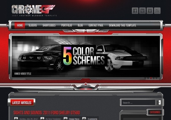 Chrome GT Red Blogger Template Premium Version