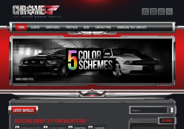 chrome gt red blogger template premium version