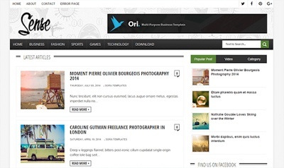 Sense Blogger Template Premium Version