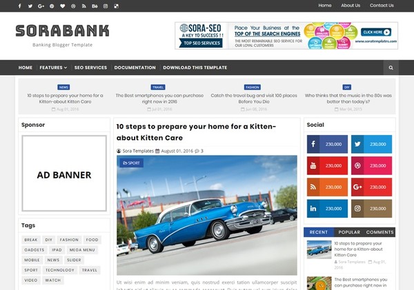 Sora Bank Blogger Template Premium Version
