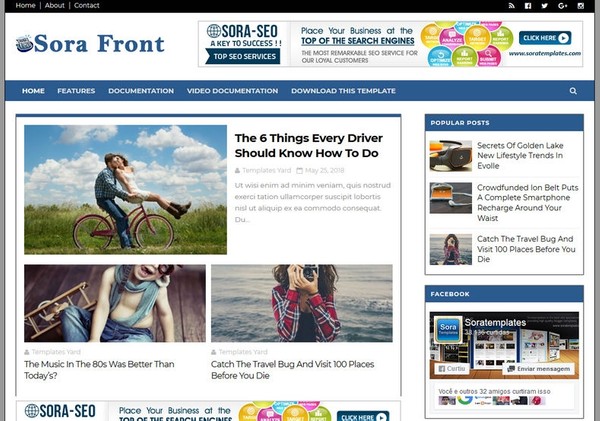 Sora Front Blogger Template Premium Version
