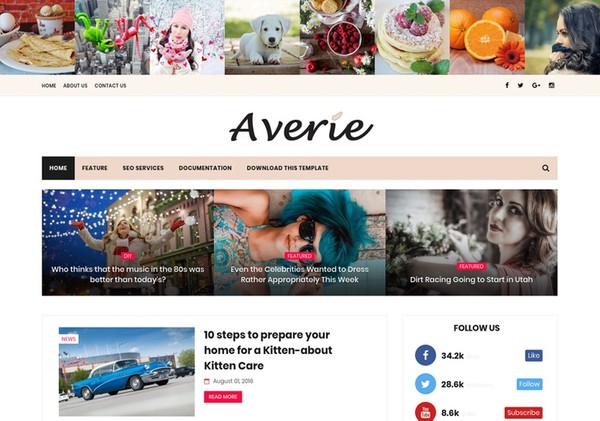Averie Minimal Blogger Template Premium Version