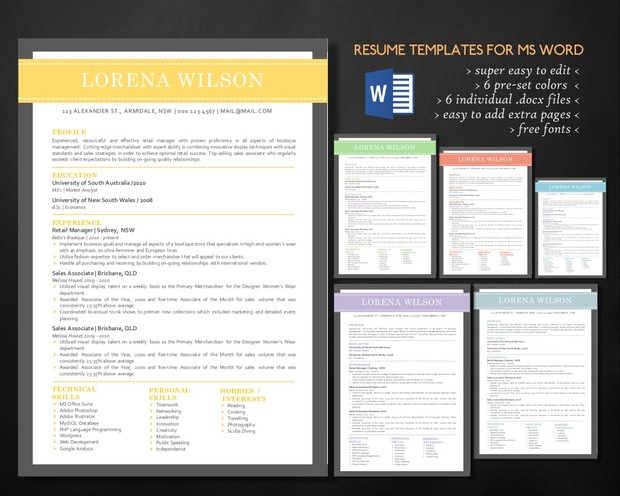 simple bar resume template for ms word resume design curriculum vitae cv