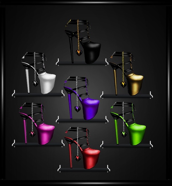 Chained Heart Heels- 11 Colors- Catty Only