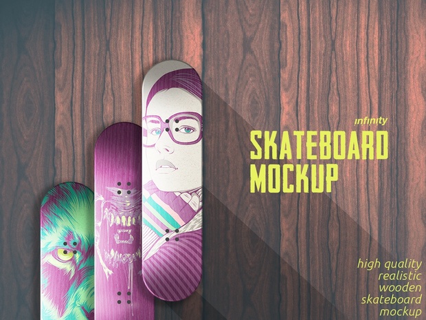 Wooden Skateboard Mockup
