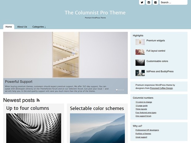 The Columnist Pro Magazine/Blog Responsive theme