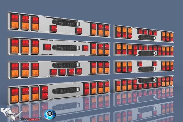 3D Squared Lights Tail Panels Model Pack