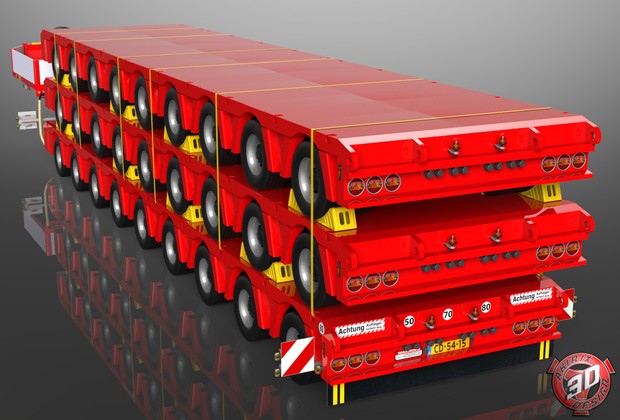 3D Doll 9 Axles Trailer Loaded with Trailers