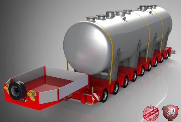3D 9 Axled Doll Trailer With Tanker Load