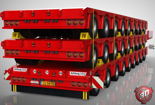 3D Doll 9 Axles Trailer Loaded with Trailers