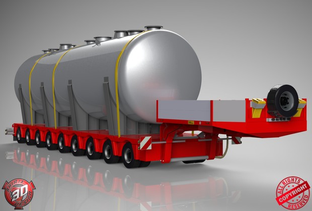 3D 9 Axled Doll Trailer With Tanker Load
