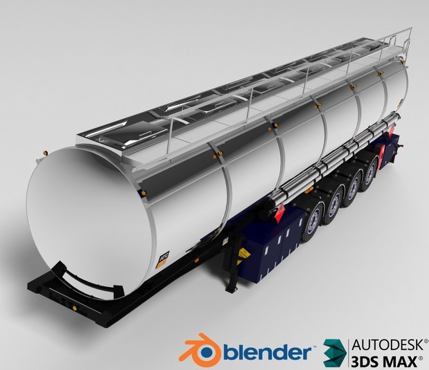 3D Fuel Cistern Tanker Trailer Model