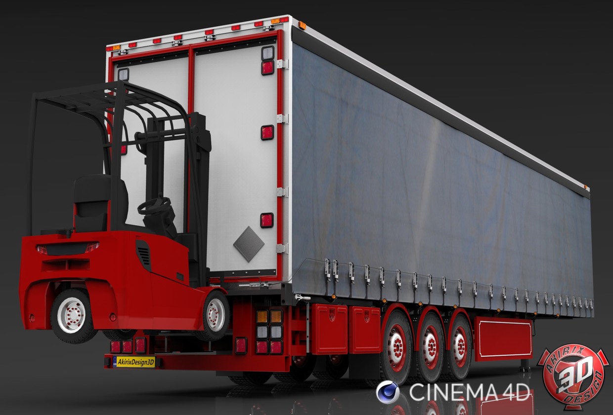 3d Curtain Forklift Trailer Model Akirixdesign3dstudio