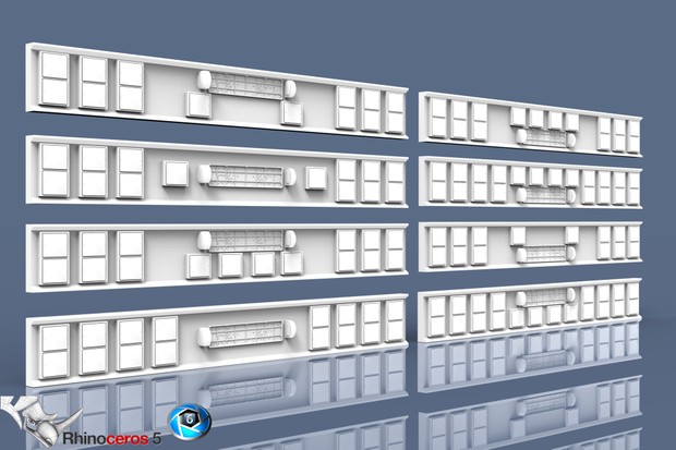 3D Squared Lights Tail Panels Model Pack