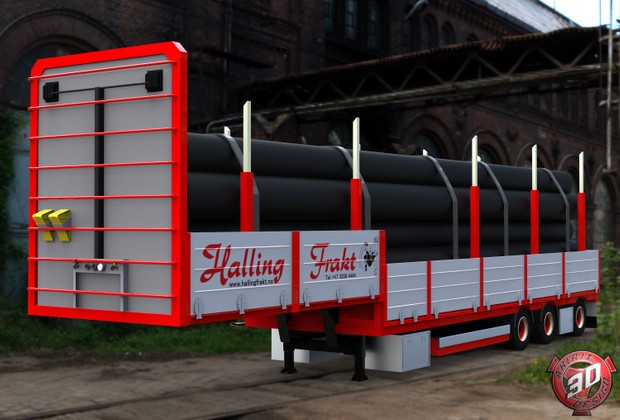 3D Halling Frakt Trailer Model